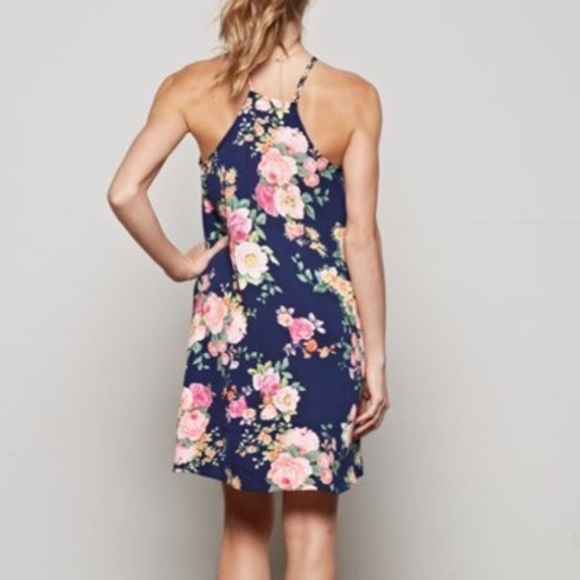 ONLY 3 LEFT ♥️Navy Floral Halter Sundress - Picture 6 of 8